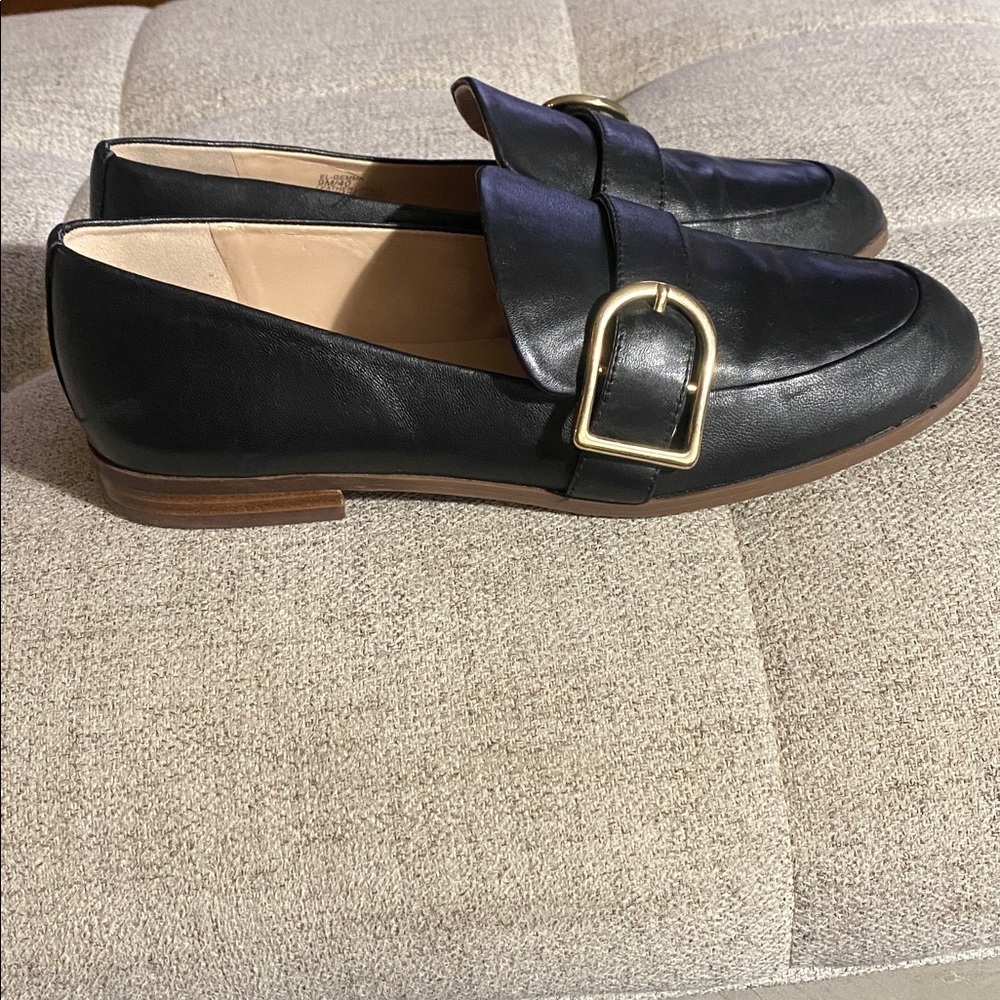 Essex Lane Gemma Black Leather Loafers – Gold Buckle – Sz 9 - Picture 3 of 10